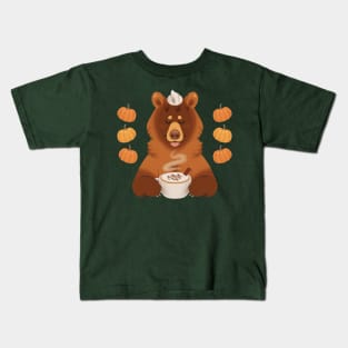pumpkin spice bear Kids T-Shirt